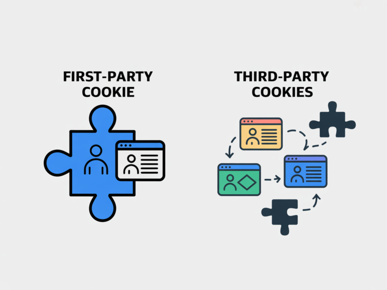 Diagram showing how first-party and third-party cookies track user data on a browser