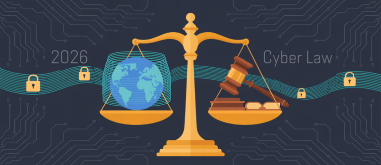 Illustration of a digital globe balanced on scales of justice with a judge's gavel, visualizing the core question: is using a vpn legal?