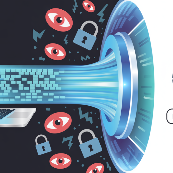 A professional illustration of an encrypted digital tunnel protecting user data to explain what is a vpn and how does it work